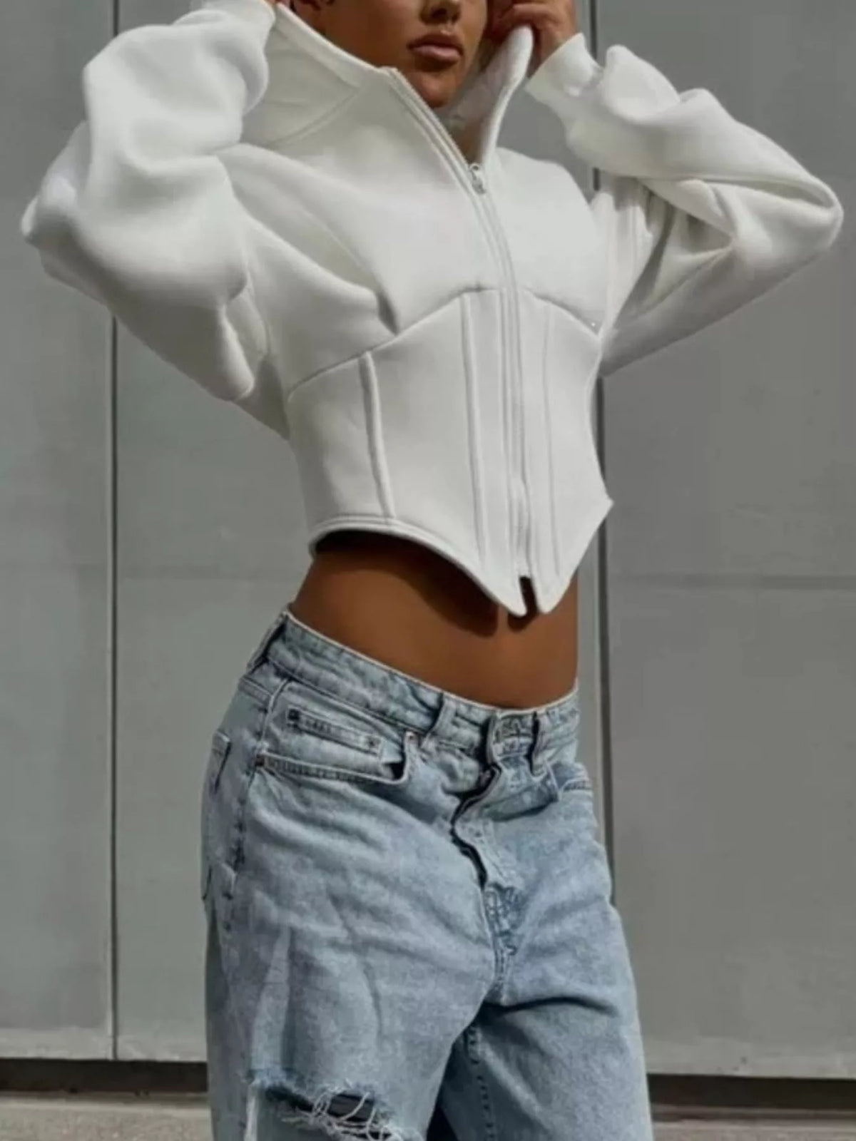 Zip-up Cropped Hoodie (15)