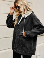 Oversized Button Up Denim Jacket Hood (16)