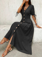 Button-down Short Sleeve Midi Dress (6)