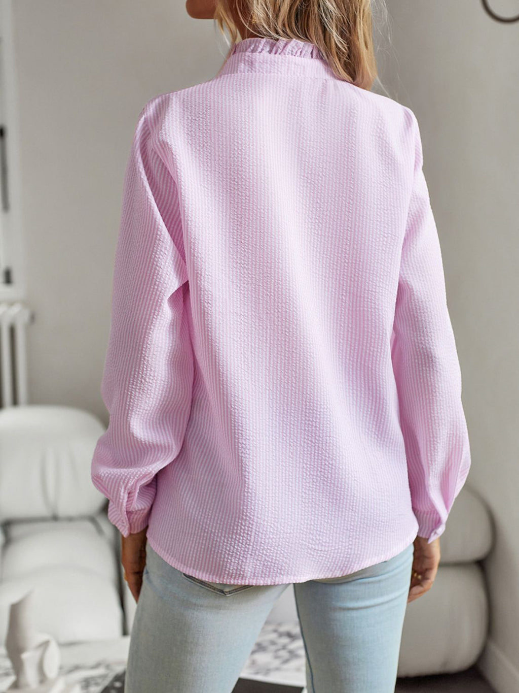 Ruffle Trim Long Sleeve Shirt (2)