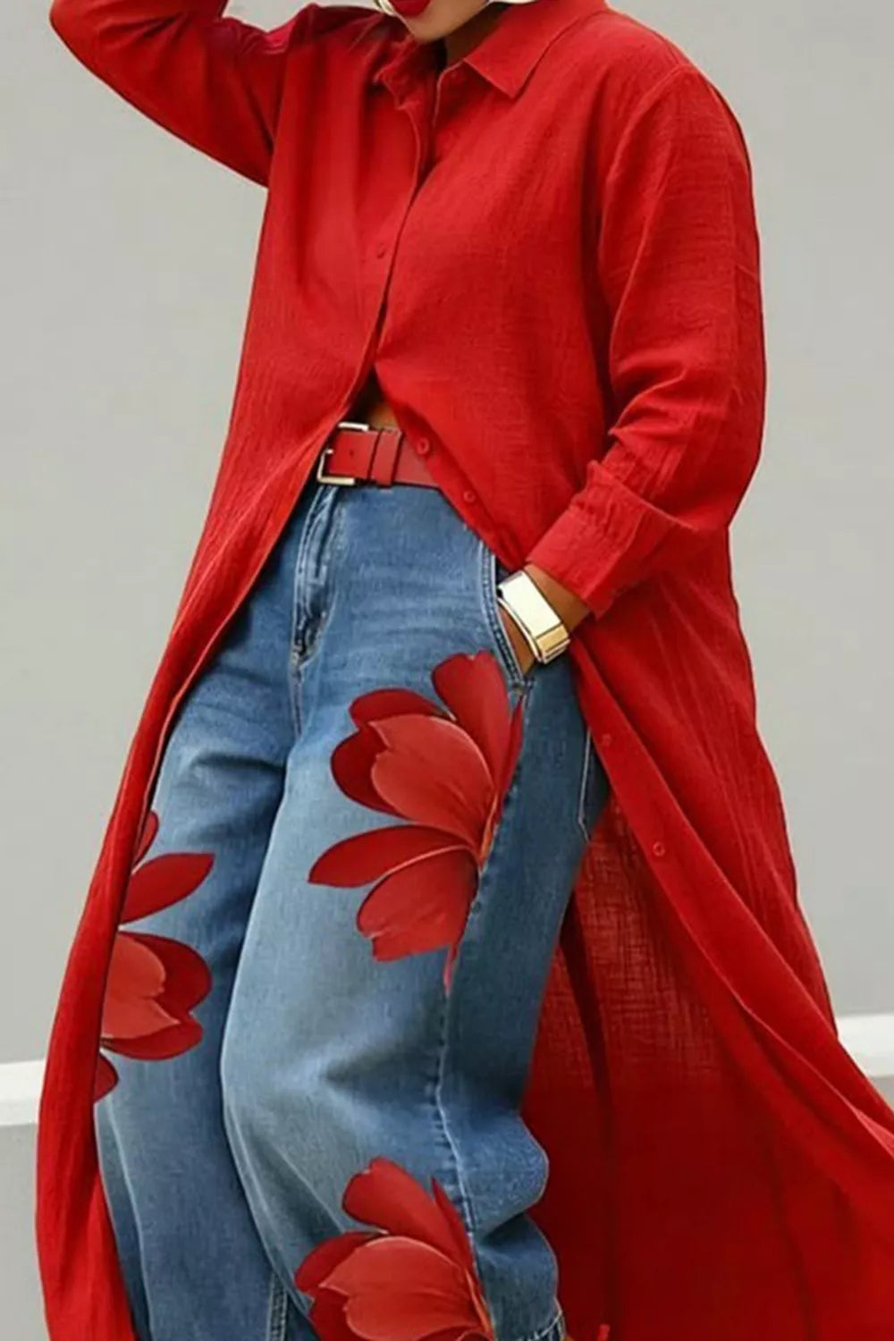 Button Up Long Sleeve Longline Shirt (3)