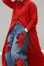 Button Up Long Sleeve Longline Shirt (3)