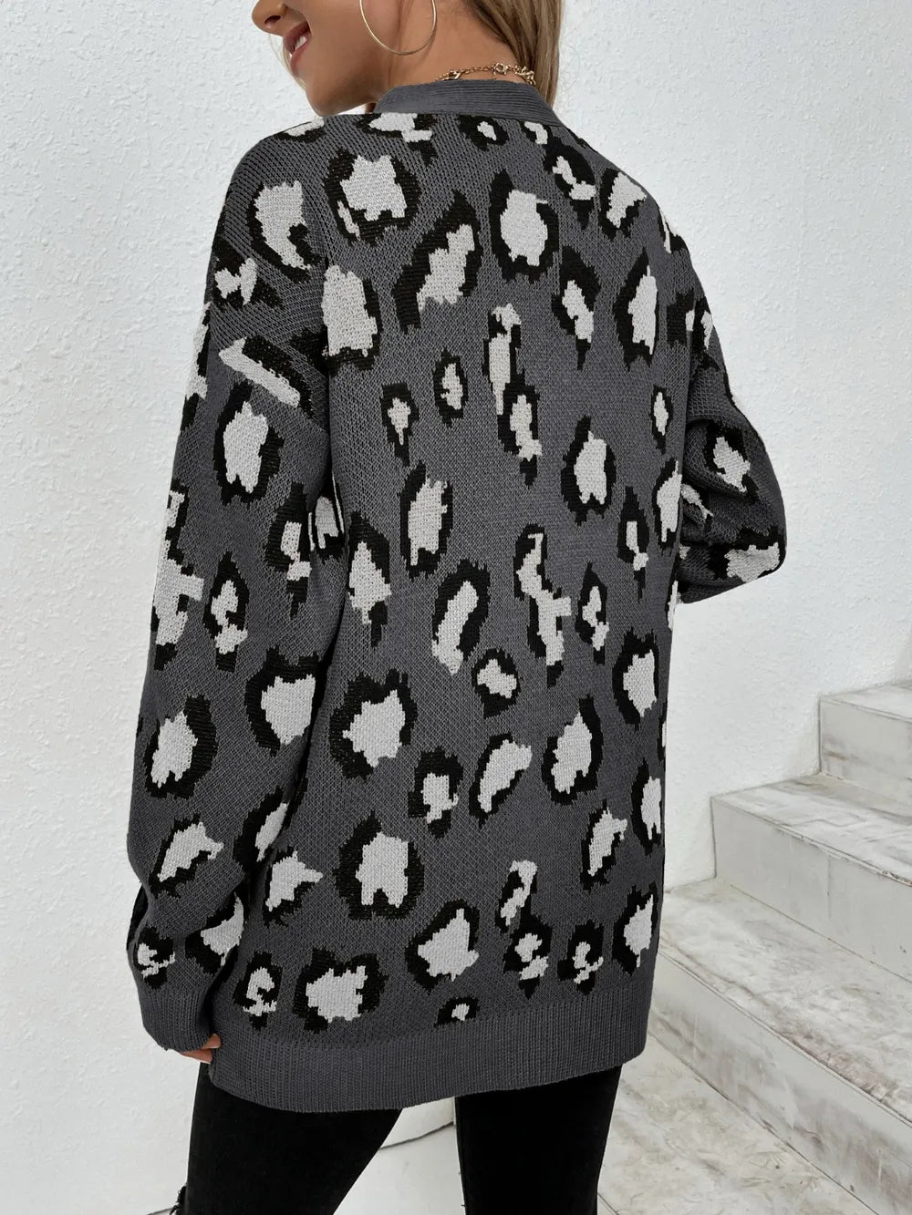 Leopard Open Front Dropped Shoulder Cardigan (16)