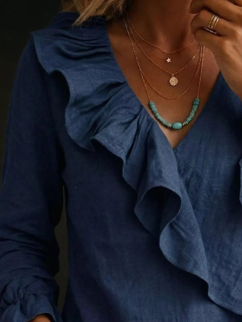 Full Size Ruffled Long Sleeve Blouse Plus (6)