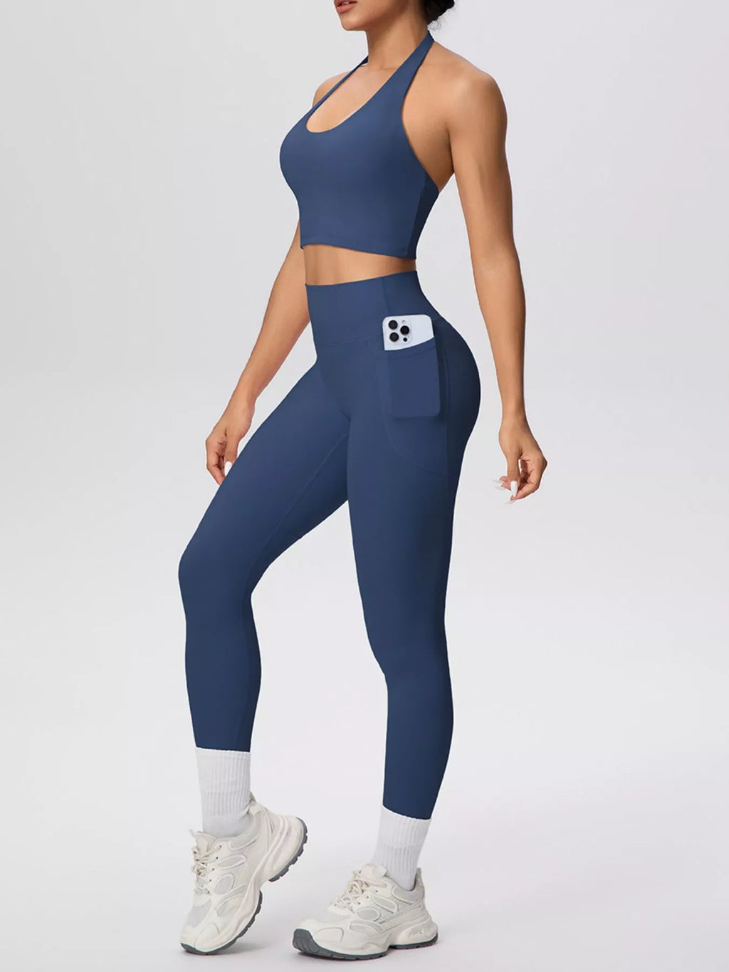 Halter Neck Crop Top High-waisted Leggings Active Set (14)