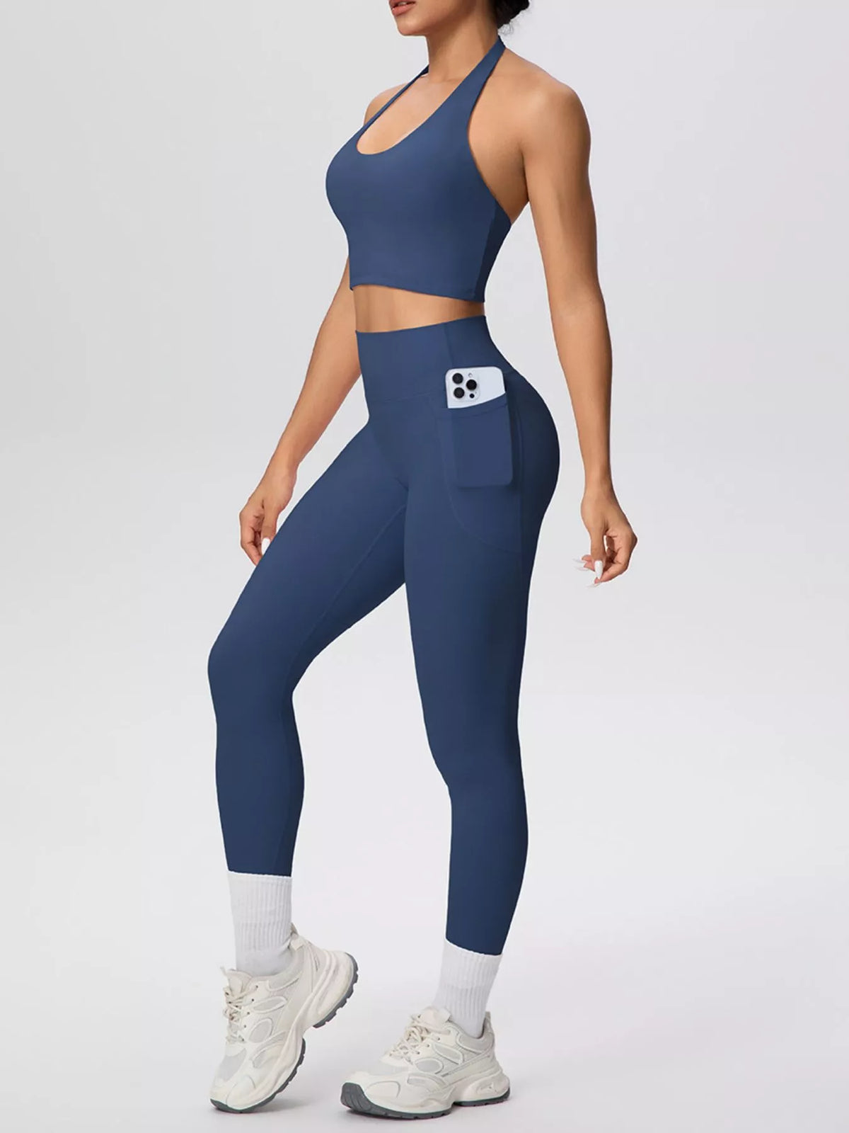 Halter Neck Crop Top High-waisted Leggings Active Set (14)
