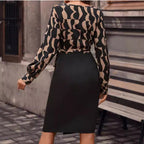 Flower Long Sleeve Dress Mid-length photo 4