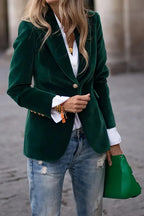 One Button Lapel Collar Long Sleeve Blazer (4)