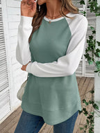 Waffle Knit Raglan Sleeve T-shirt (11)