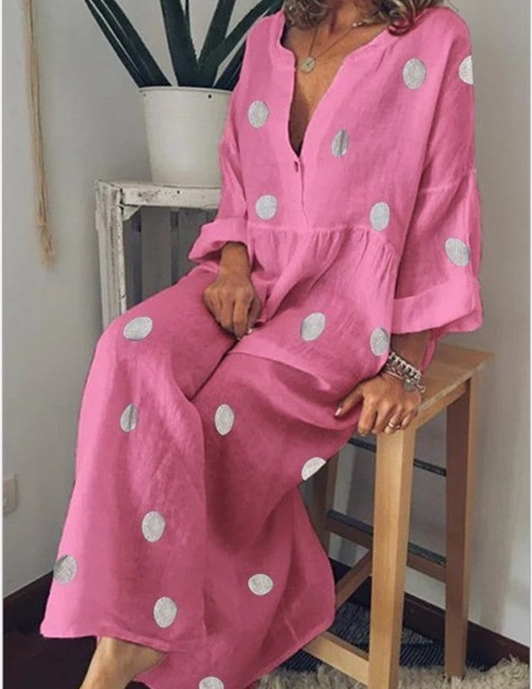 Maxi Dress Bohemian Print variant CJNSSYLY04777-Rose Red-XL|CJNSSYLY04777-Rose Red-M|CJNSSYLY04777-Rose Red-XXL|CJNSSYLY04777-Rose Red-5XL|CJNSSYLY04777-Rose Red-3XL|CJNSSYLY04777-Rose Red-4XL|CJNSSYLY04777-Rose Red-L|CJNSSYLY04777-Rose Red-S