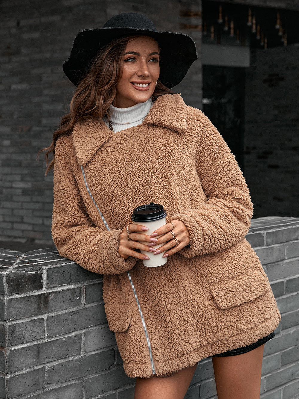 Zip-up Collared Teddy Jacket (15)