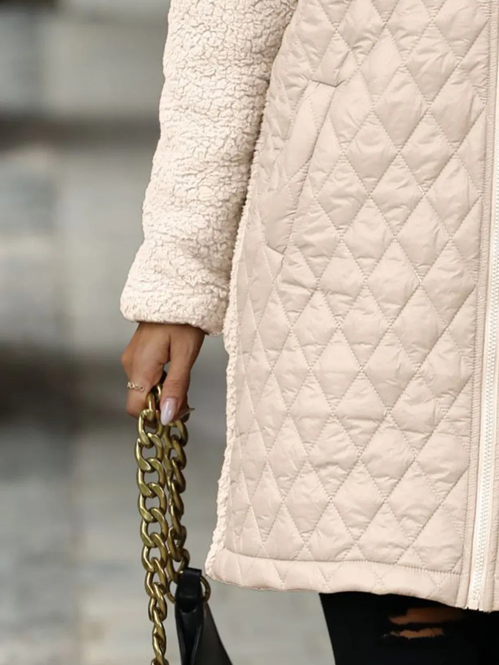 Texture Zip Up Long Sleeve Hooded Coat (8)