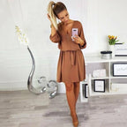 V-neck Strap Dress variant CJNSSYLY04812-Brown-M|CJNSSYLY04812-Brown-L|CJNSSYLY04812-Brown-S|CJNSSYLY04812-Brown-XL