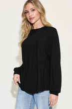 Full Size Ribbed Round Neck Long Sleeve T-shirt (23)