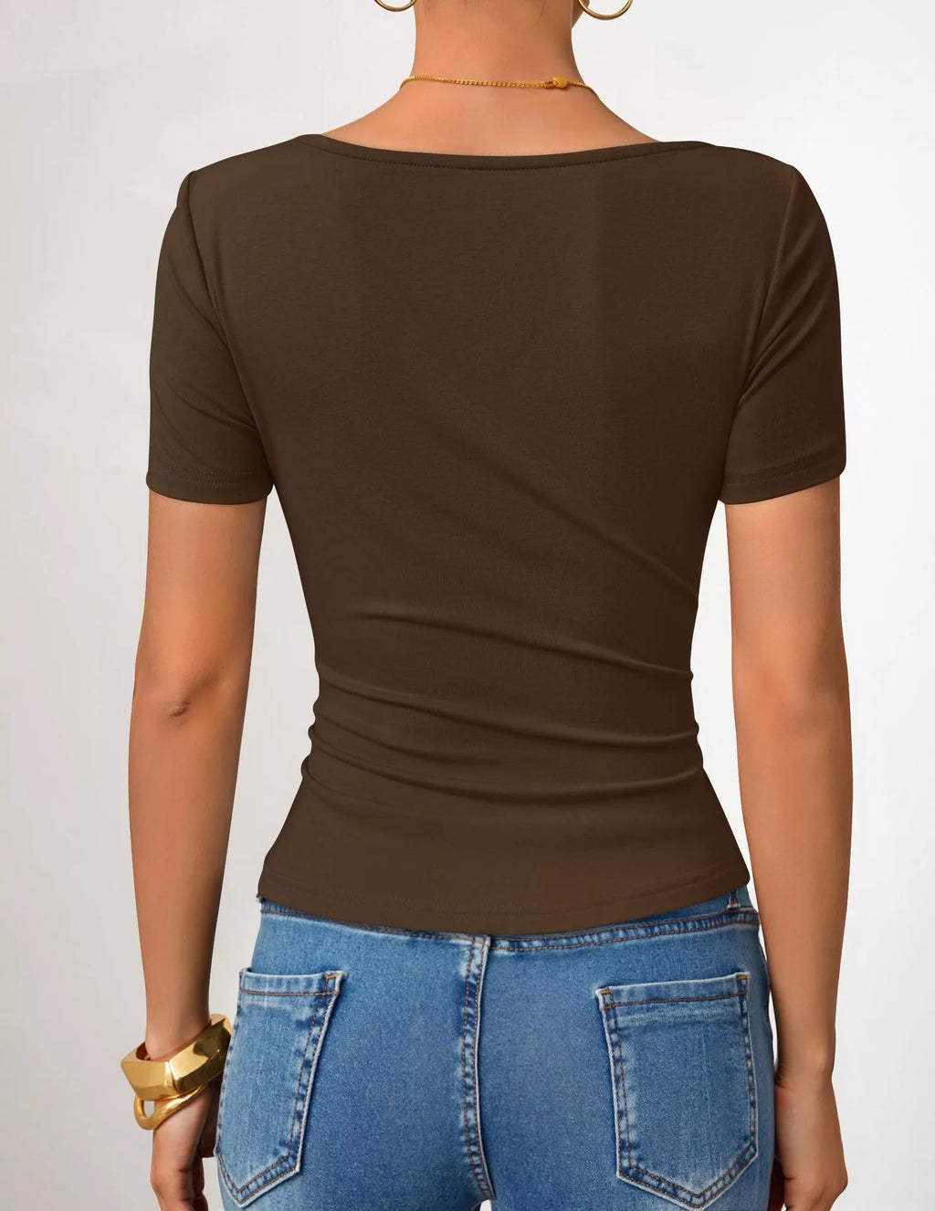 Asymmetrical Neckline Fitted T-shirt (24)