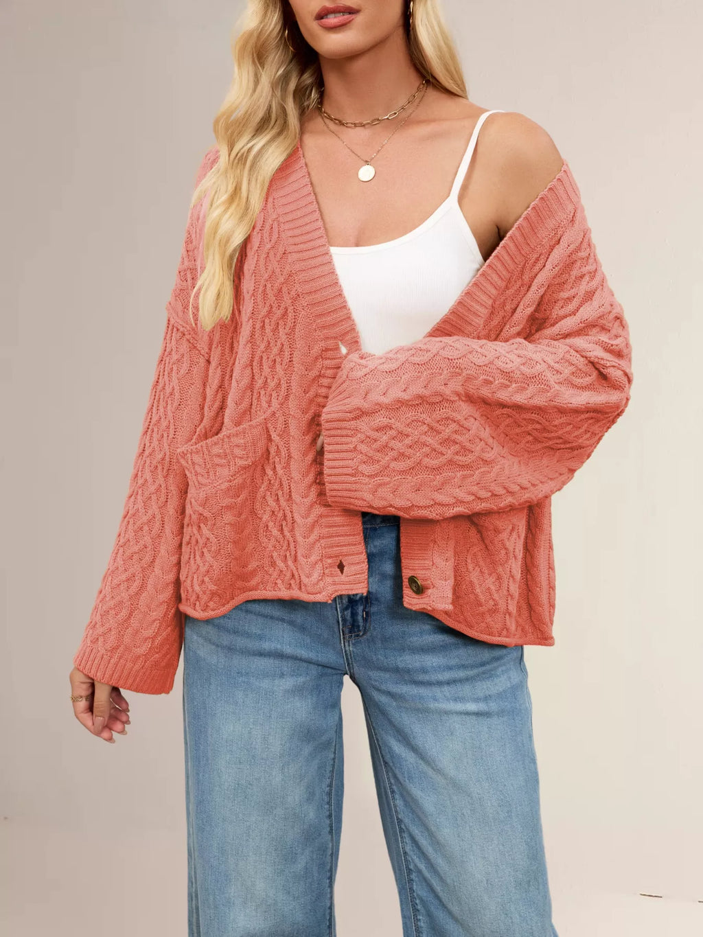 Cable Knit Button-down Cardigan (11)