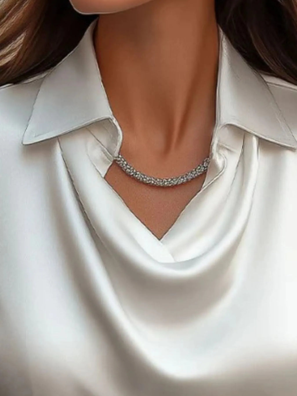 Satin Collar Long Sleeve Blouse (5)
