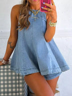 Sleeveless Top Shorts Denim Set (2)