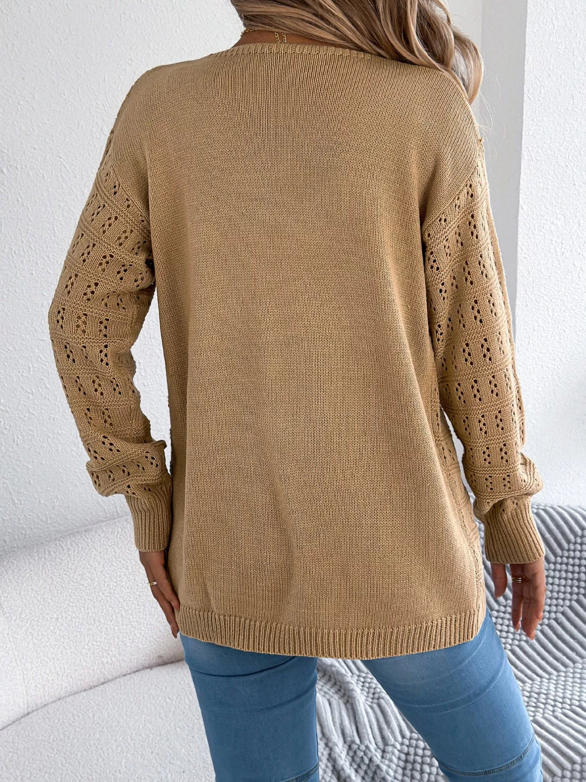 Open-front Crochet Knit Cardigan (8)