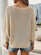 V-neck Batwing Sleeve Knit Top (2)