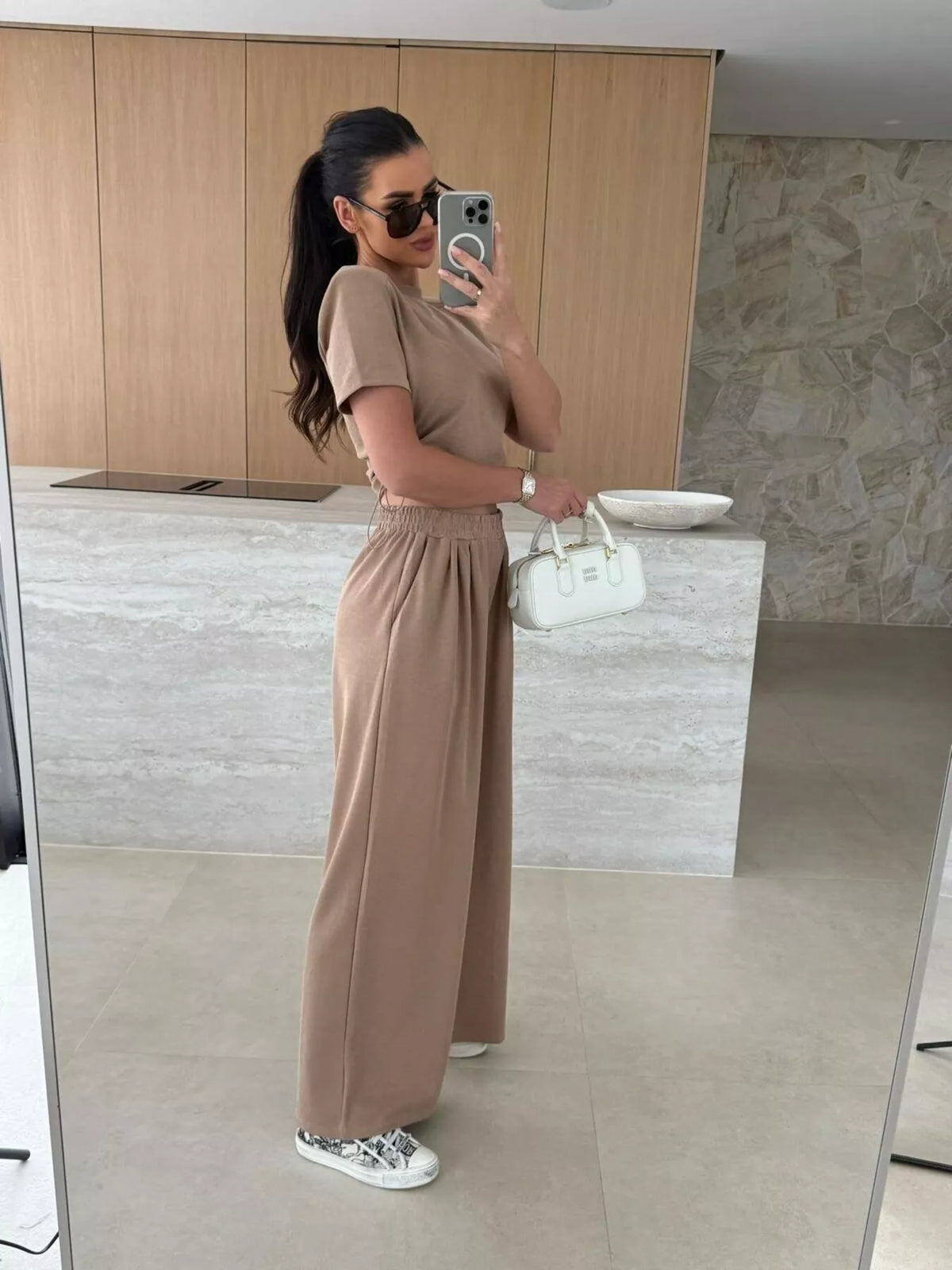 Drawstring Crop Top Wide-leg Pants Set (12)