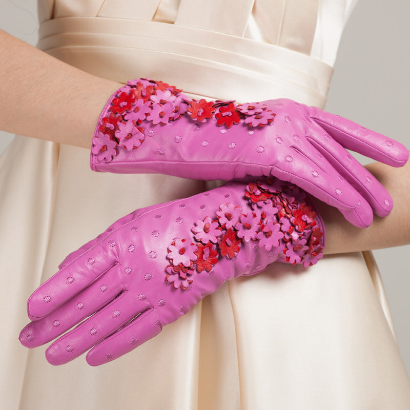Leather Sheepskin Gloves variant CJNSFSST00120-Pink-M|CJNSFSST00120-Pink-L|CJNSFSST00120-Pink-S|CJNSFSST00120-Pink-XL