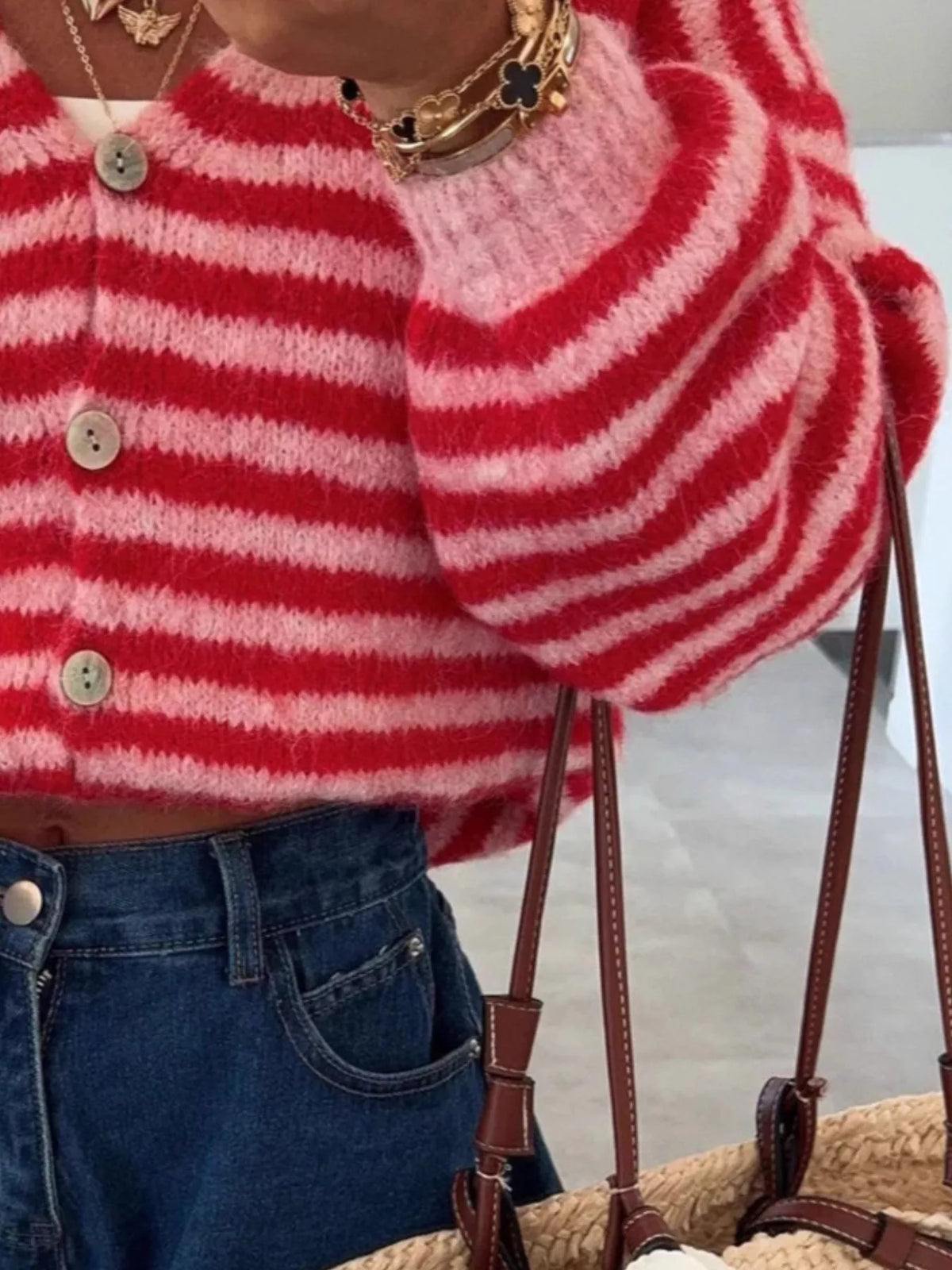 Striped Knit Button-down Cardigan (9)
