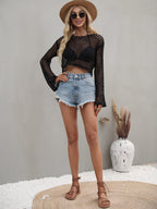 Openwork Flare Sleeve Cropped Cover Up (11)