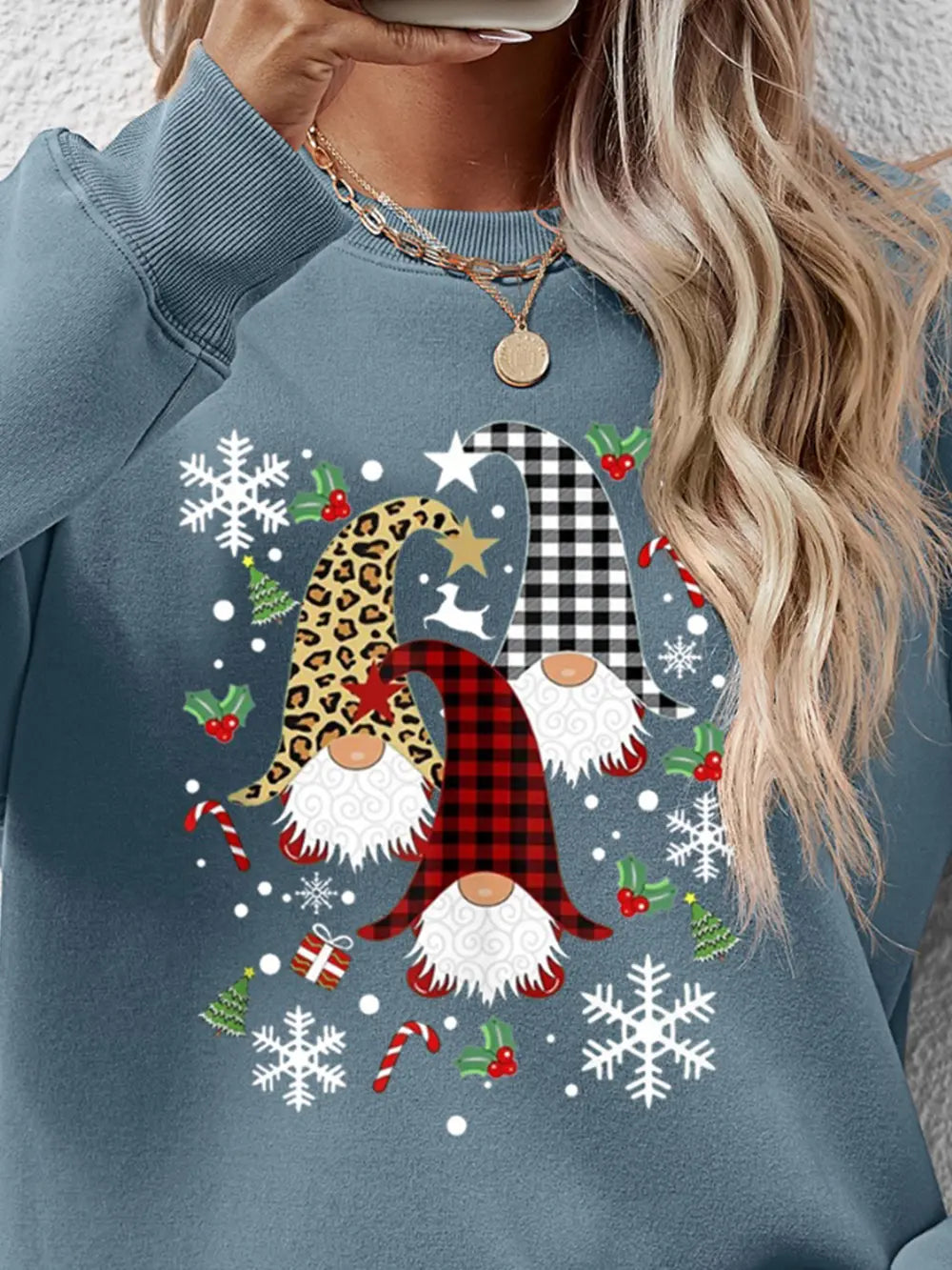 Faceless Gnomes Graphic Drop Shoulder Sweatshirt (20)