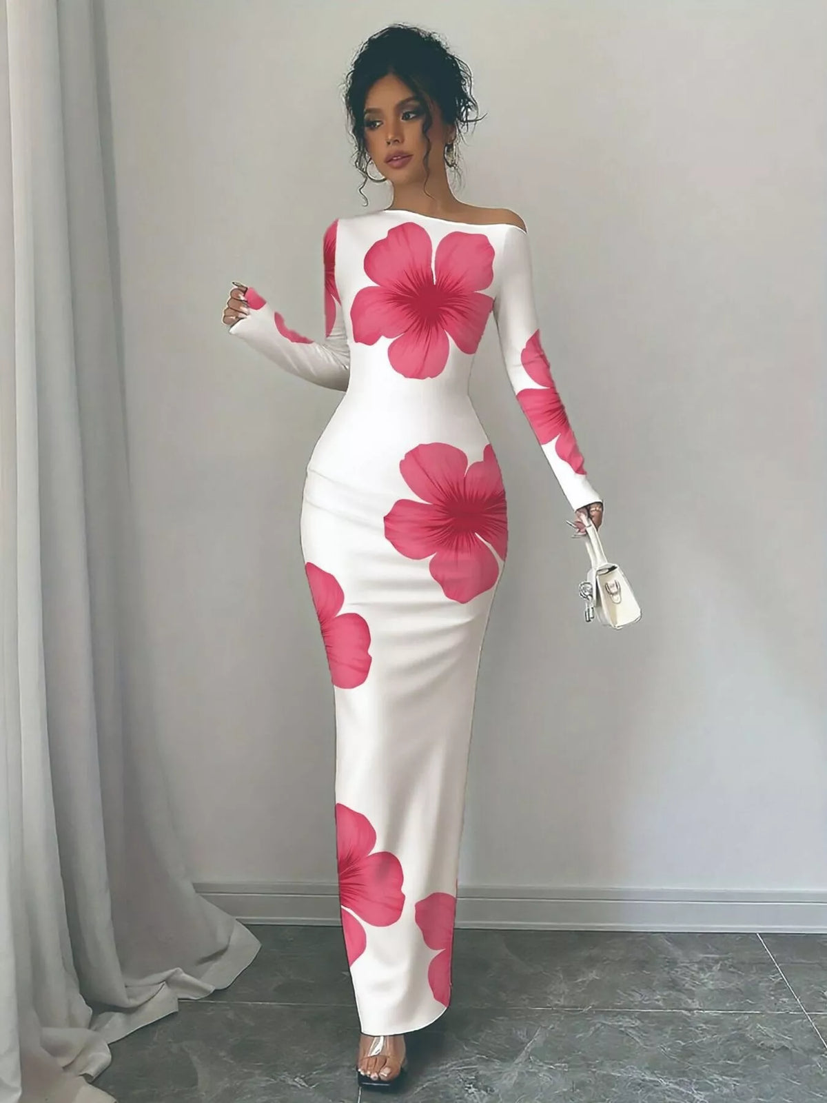 Floral Print One Shoulder Maxi Dress (7)