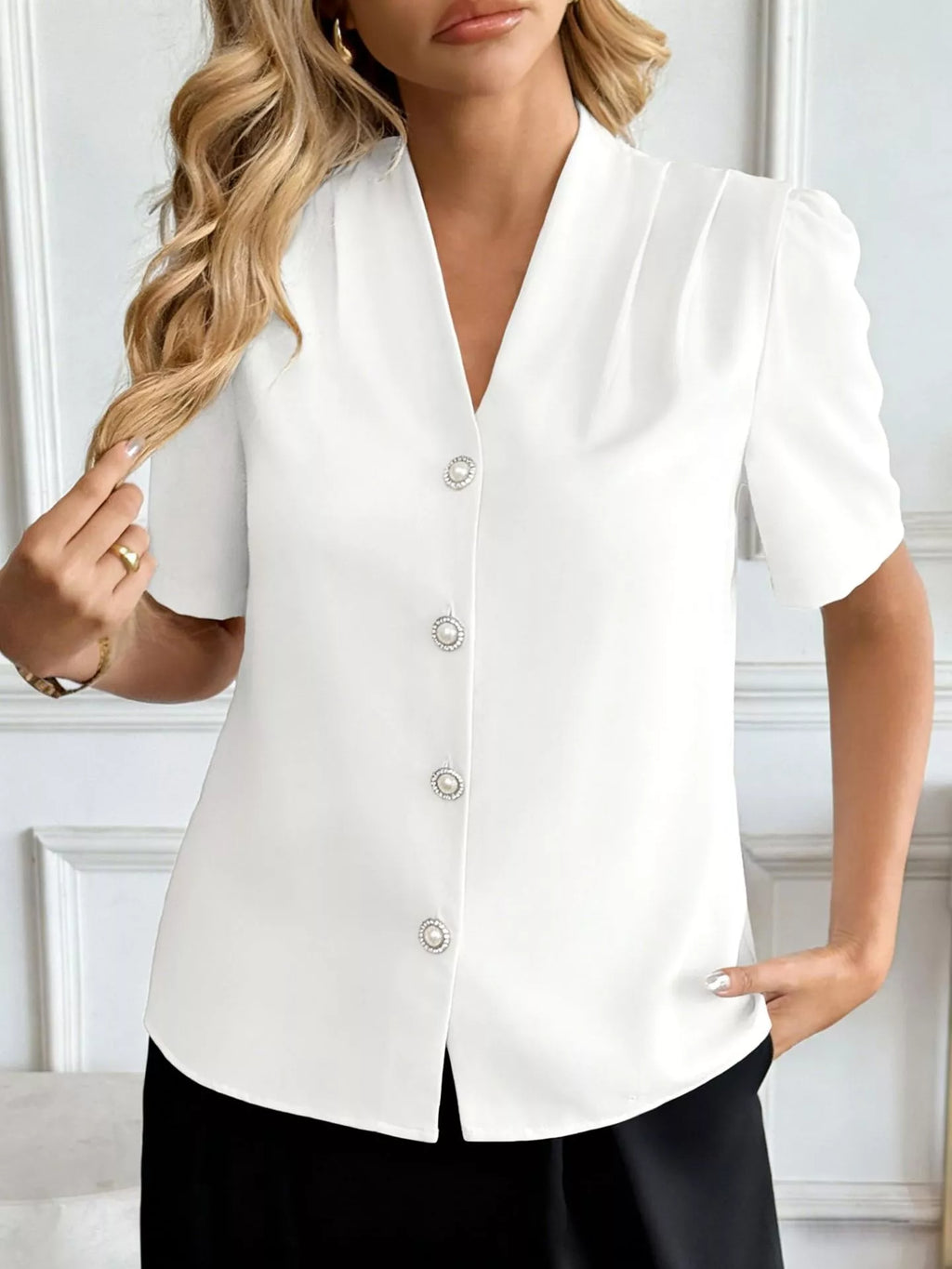 V-neck Button-down Shirt (25)
