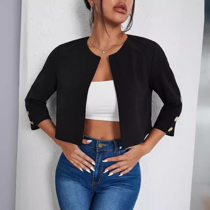 Solid Color Slit Bomber Jacket photo 1