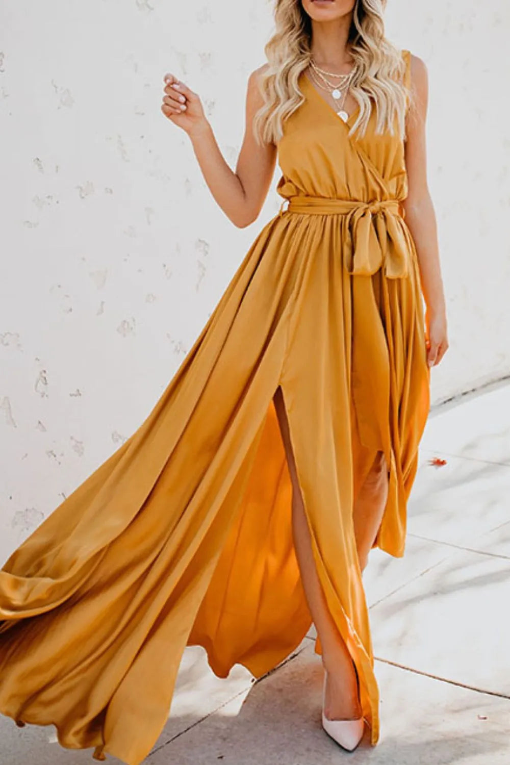 Surplice Tie Waist Maxi Dress (2)