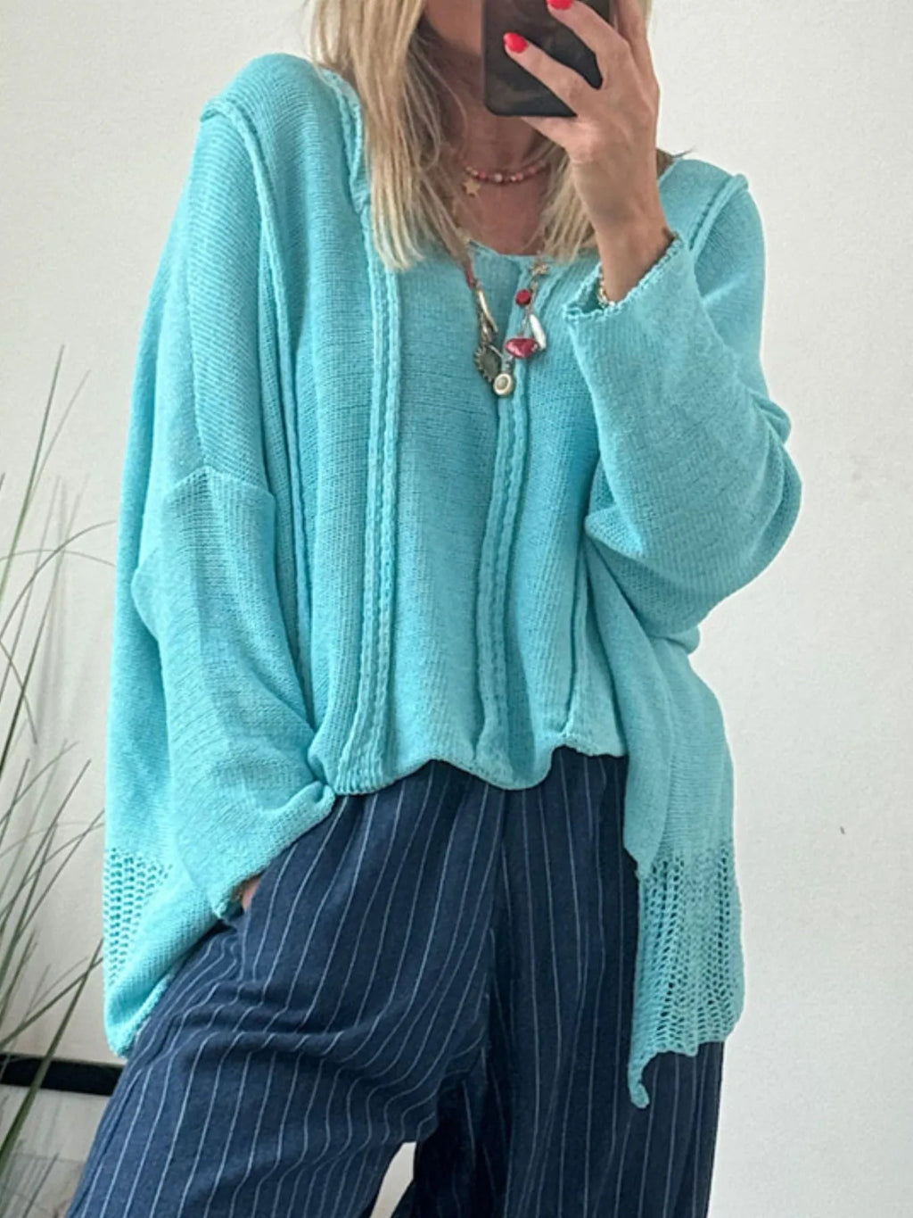 High-low Drop Shoulder Sweater (3)
