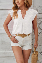 Swiss Dot Ruffled Cap Sleeve T-shirt (11)