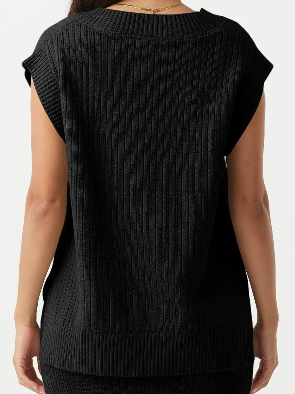 Ribbed V-neck Sweater Vest (12)