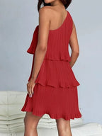 Layered Single Shoulder Mini Dress (21)