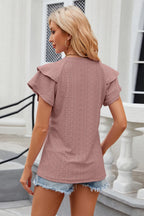 Eyelet Notched Short Sleeve T-shirt (32)