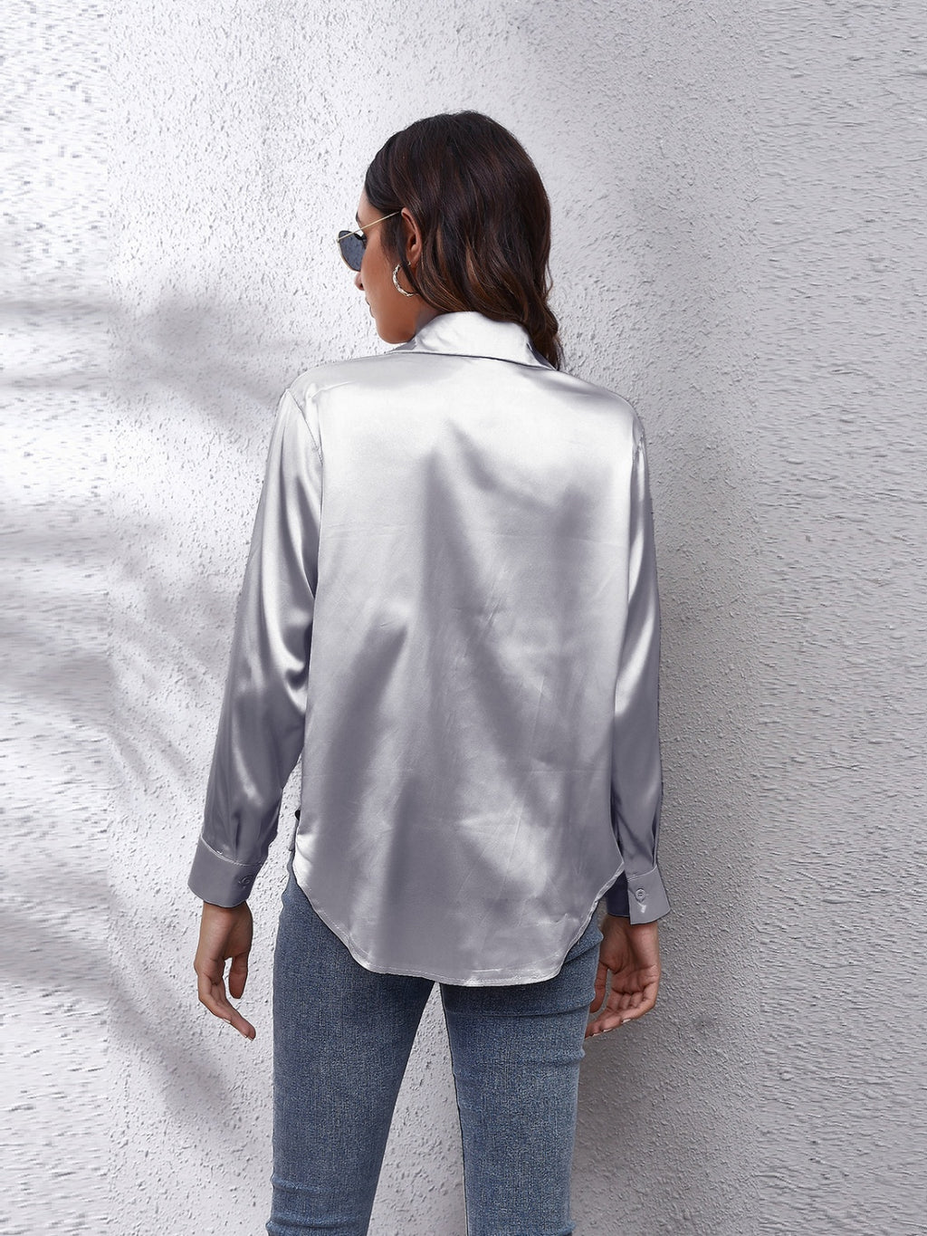 Collared Neck Buttoned Long Sleeve Shirt (2)