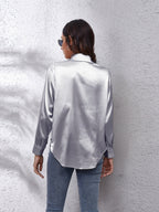 Collared Neck Buttoned Long Sleeve Shirt (2)