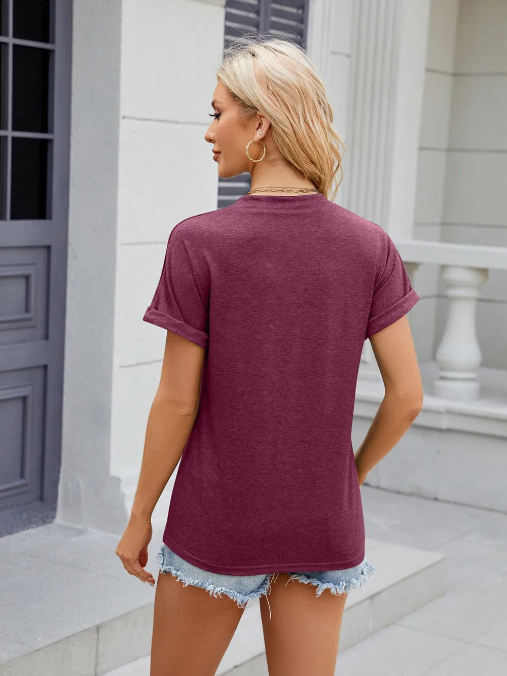 Notched Short Sleeve T-shirt (27)