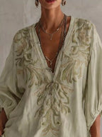 Full Size Embroidered V-neck Mini Dress Plus (2)