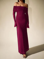 Glitter Off-shoulder Maxi Dress (23)