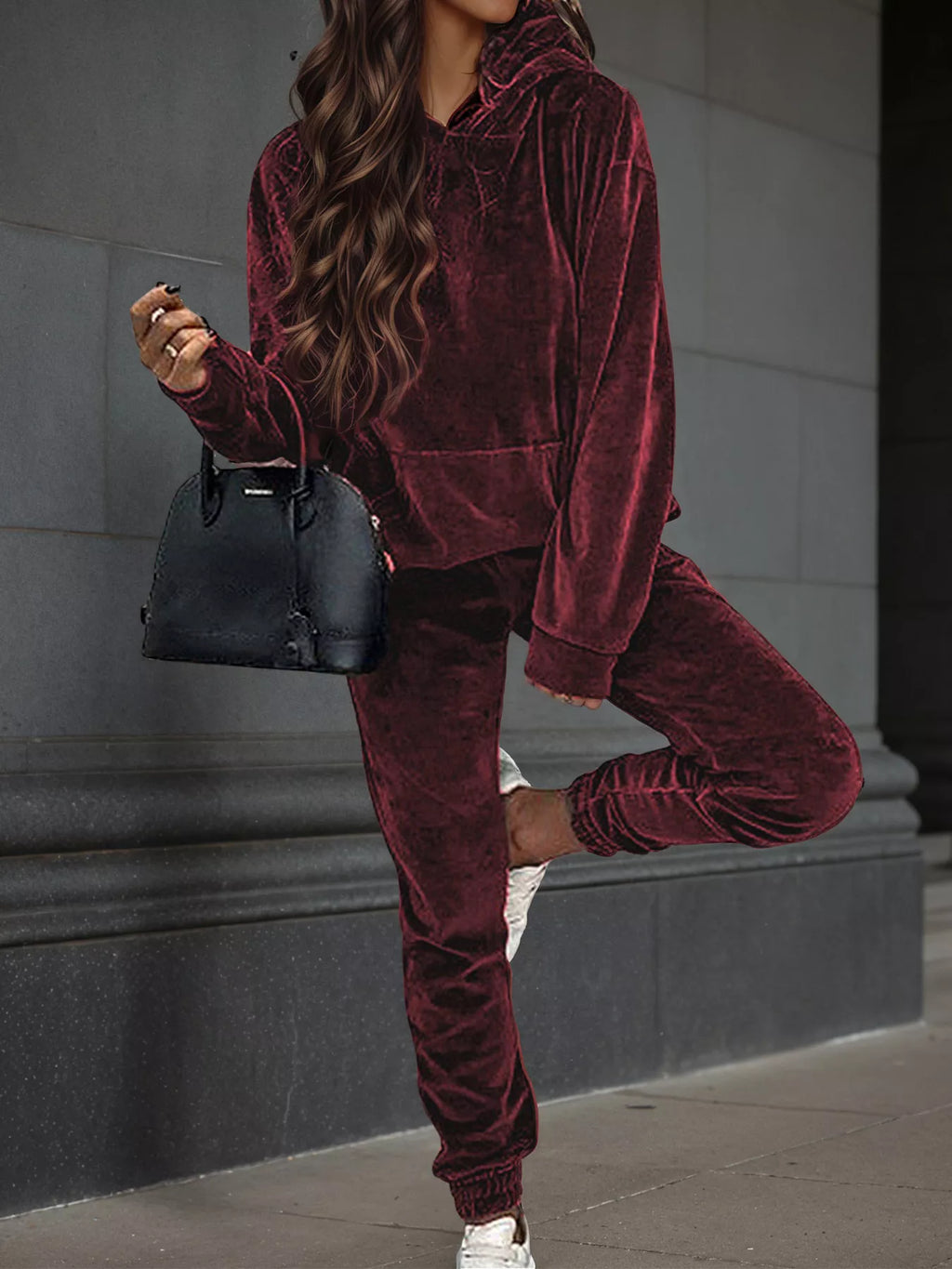 Velvet Long Sleeve Hoodie Pants Set (12)