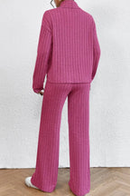 Mock Neck Dropped Shoulder Top Pants Set (10)