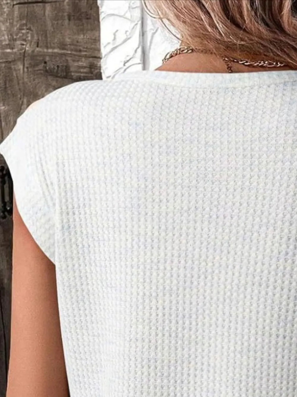 Heathered Round Neck Cap Sleeve T-shirt (3)
