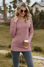 Drawstring Dropped Shoulder Hooded T-shirt (8)