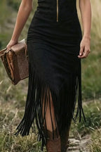 Fringe Zip Front Sleeveless Dress (12)