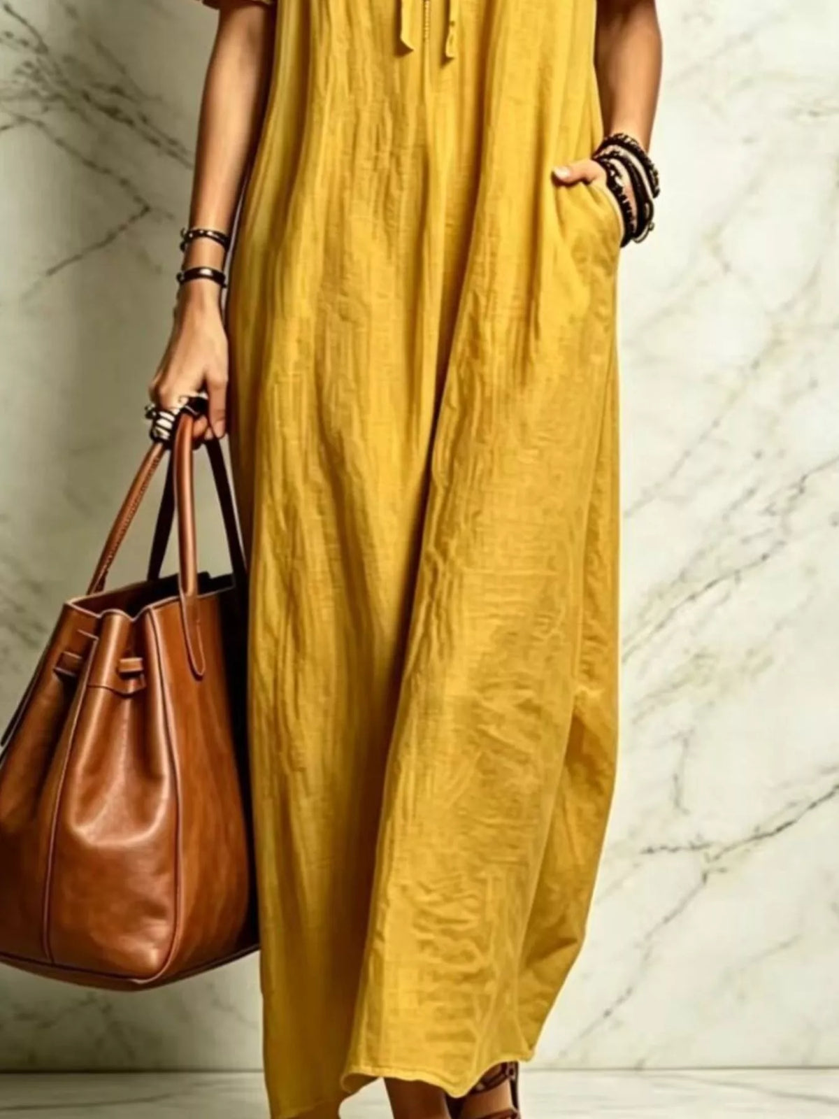 Ruffle Trim Puff Sleeve Maxi Dress (9)