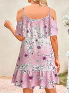 Floral Cold Shoulder Ruffle Mini Dress (2)